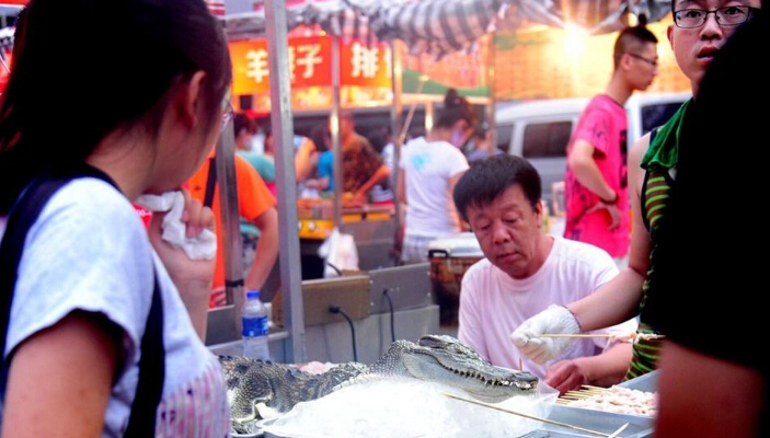 沈陽(yáng)現(xiàn)鱷魚(yú)燒烤20元1串