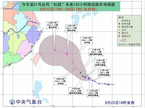 2015年第21號臺風(fēng)杜鵑路徑圖