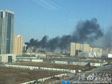 濟南西客站火災現場