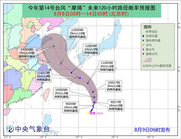臺風(fēng)摩羯路徑預(yù)報圖