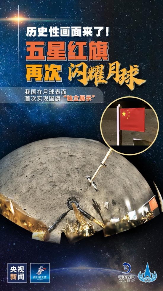 嫦娥五號(hào)月表國旗展示照片公布