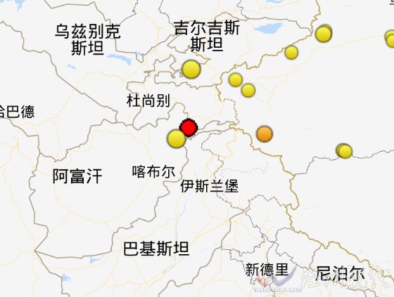 塔吉克斯坦發(fā)生5.1級(jí)地震