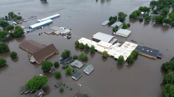 2024年6月22日美國(guó)愛荷華州羅克谷因強(qiáng)降雨而被洪水淹沒的地區(qū)。